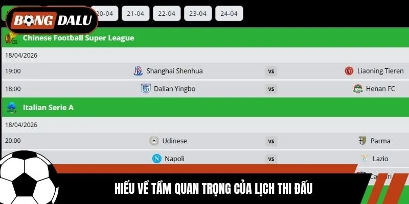 Hiểu về tầm quan trọng của lịch thi đấu